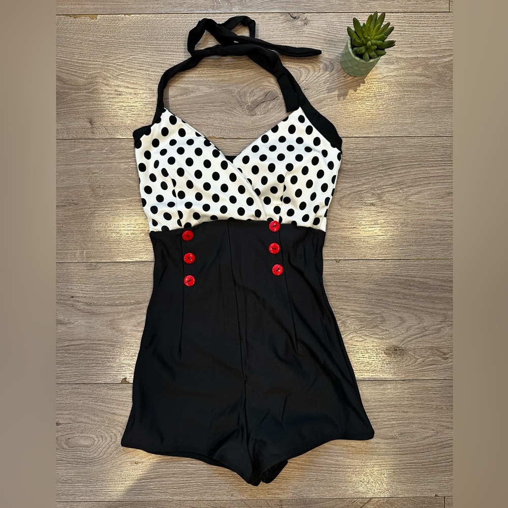 Pinky Pinups Sailor Swimsuit Small